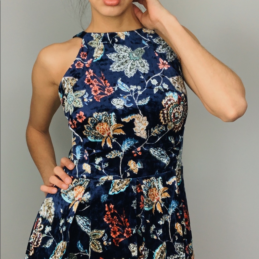 Eva Franco Velvet Floral Maxi Dress